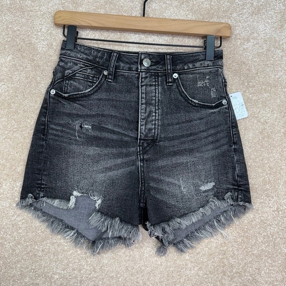 Free People Pants - NWT Free People Crvy Vintage High Rise Shorts Size 25 Black‎ Distressed